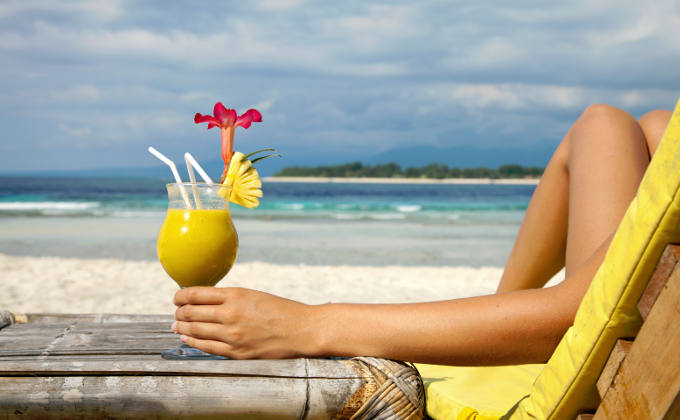 Relaxing on a beach