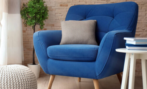 Interior of living room with comfortable armchair